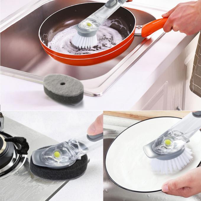 Tipo de dupla finalidade escova de limpeza, ferramenta do líquido de limpeza do potenciômetro da cozinha, escova do potenciômetro da escova da lavagem do prato da cozinha da esponja da lavagem da bacia do prato do purificador